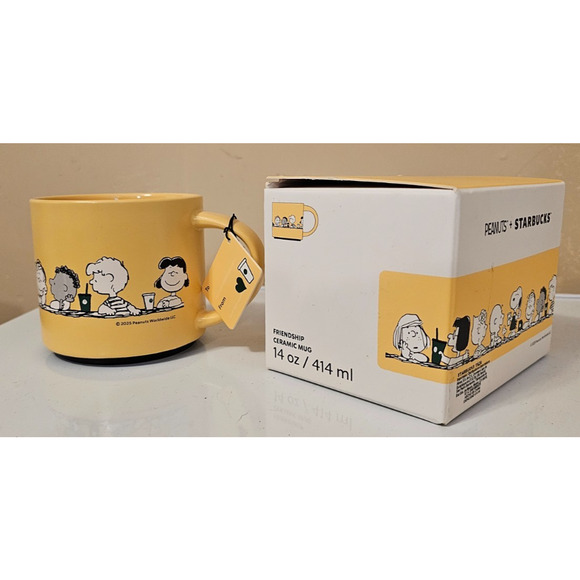 2025 PEANUTS X STARBUCKS Friendship Ceramic Mug 14 oz Snoopy NIB (US SELLER) - Picture 2 of 3